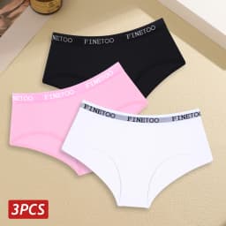 Finetoo 3pcs Women Cotton Panties Soft Underwear Sexy Low Rise Briefs Girls Breathable Soft Lignerie Female Solid Color Panties