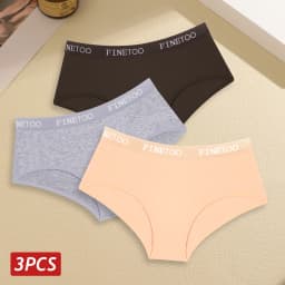 Finetoo 3pcs Women Cotton Panties Soft Underwear Sexy Low Rise Briefs Girls Breathable Soft Lignerie Female Solid Color Panties