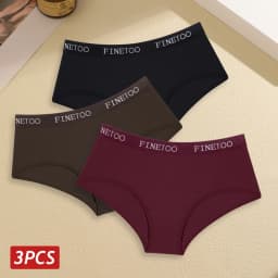 Finetoo 3pcs Women Cotton Panties Soft Underwear Sexy Low Rise Briefs Girls Breathable Soft Lignerie Female Solid Color Panties