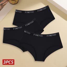 Finetoo 3pcs Women Cotton Panties Soft Underwear Sexy Low Rise Briefs Girls Breathable Soft Lignerie Female Solid Color Panties