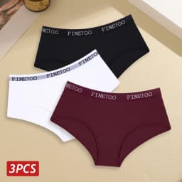 Finetoo 3pcs Women Cotton Panties Soft Underwear Sexy Low Rise Briefs Girls Breathable Soft Lignerie Female Solid Color Panties