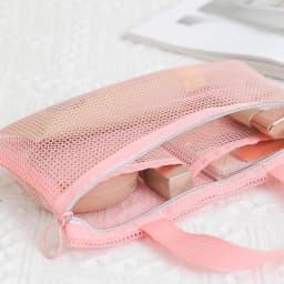 Pink Mesh Multi-Pocket Mini Makeup Bag Swimming Bag Portable Travel Storage Bag Portable Bath Bag Beach Bag One Pack
