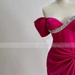 Customized Fuchsia Prom Dress Off the Shoulder Crystals Sweetheart Prom Gowns for Women Floor Length Column Formal Party Dresses