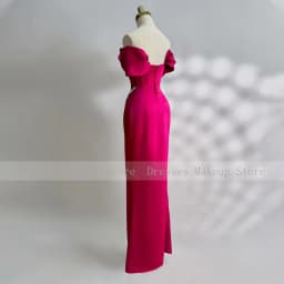 Customized Fuchsia Prom Dress Off the Shoulder Crystals Sweetheart Prom Gowns for Women Floor Length Column Formal Party Dresses
