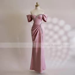Customized Fuchsia Prom Dress Off the Shoulder Crystals Sweetheart Prom Gowns for Women Floor Length Column Formal Party Dresses