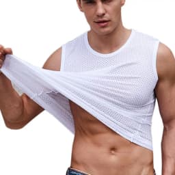 1 PC Men's Ice Silk Mesh Tank Tops Gym Stringer Transparent Bodybuilding Sleeveless Shirt Fitness Vest Male mesh Muscle Singlets