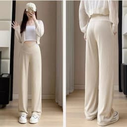 Pregnant Women Summer Thin Wide Leg Pants Loose Maternity Abdomen High Waist Trousers Pregnancy Full Length Belly Pants