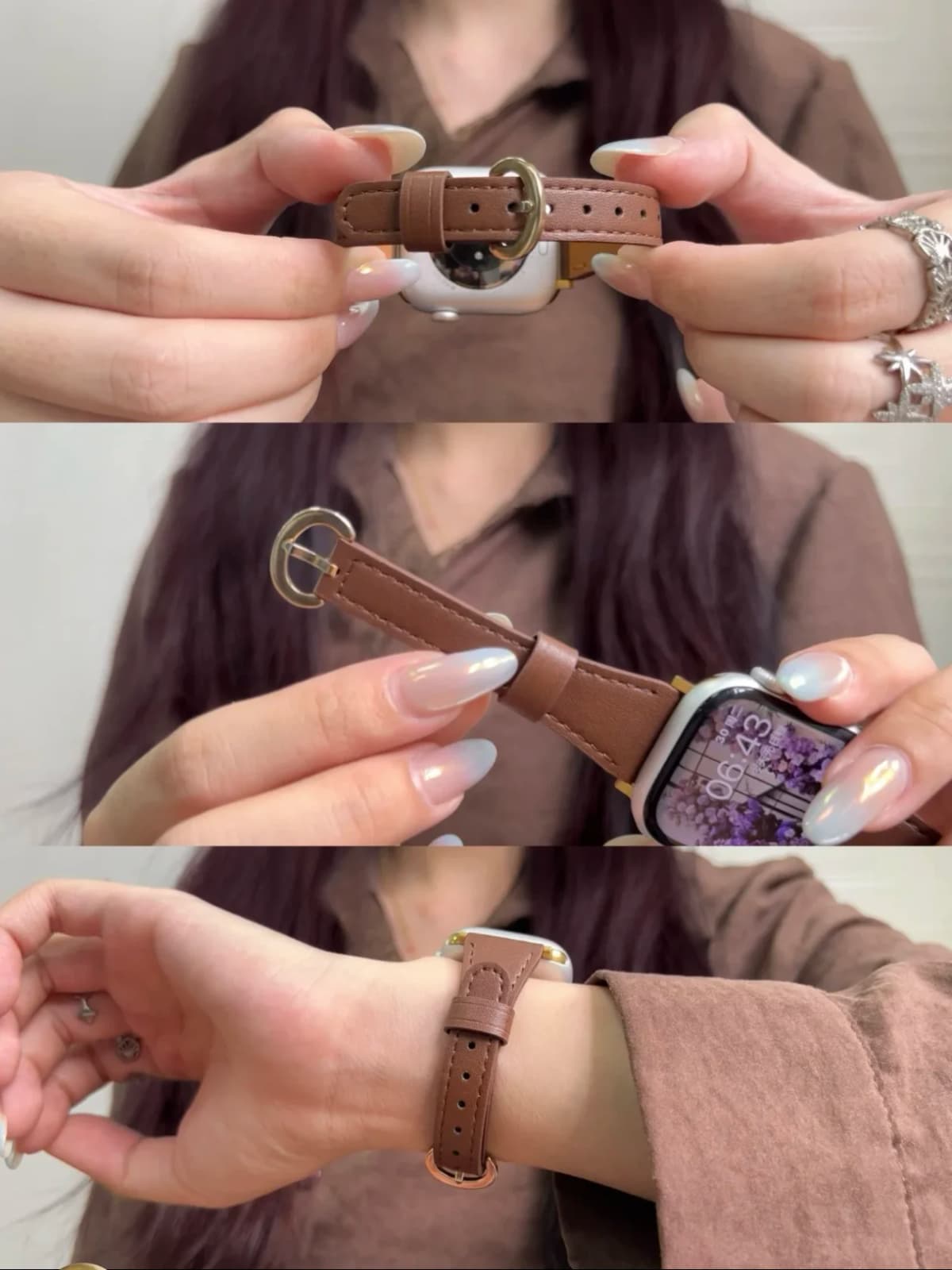Elegant Slim Leather Loop For Apple Watch Band Correa For Women Sport Thin 38mm 40mm 41mm 42mm 44mm 45mm 49mm