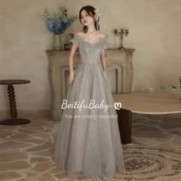 BeitifuBaby Women's Prom Dresses Vestidos Elegantes Princess Style Ruffles Off The Shoulder Ball Gown Evening Dress for Women