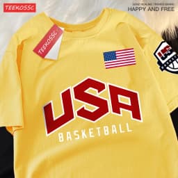 USA Basketballer Printed Street Casual T-Shirts Men Women Loose Oversized Clothing Breathable Cotton Short Sleeved Couple Tees