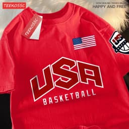 USA Basketballer Printed Street Casual T-Shirts Men Women Loose Oversized Clothing Breathable Cotton Short Sleeved Couple Tees