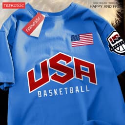 USA Basketballer Printed Street Casual T-Shirts Men Women Loose Oversized Clothing Breathable Cotton Short Sleeved Couple Tees