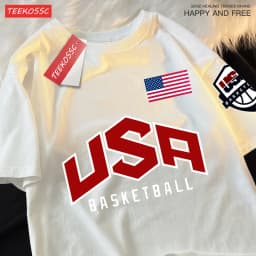 USA Basketballer Printed Street Casual T-Shirts Men Women Loose Oversized Clothing Breathable Cotton Short Sleeved Couple Tees
