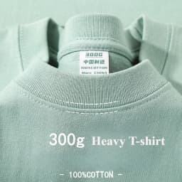 Summer Light Green Heavy Weight 300G Short Sleeved T-shirt Cotton Men's Loose Casual Base Shirt Korean Tee Women's