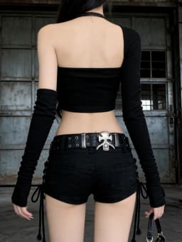 Women's Black Gothic Denim Shorts Vintage Aesthetic Korean Low Waist Jean Shorts Harajuku Y2k Cowboy Short Pants Clothes Summer