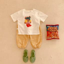 Short Sleeve Suit For Girl Boy Clothes Summer Clothing Cartoon T-shirt Plaid Trousers Chidren's 2 Piece Set Toddler Outfits NEW