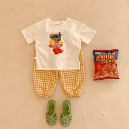 Short Sleeve Suit For Girl Boy Clothes Summer Clothing Cartoon T-shirt Plaid Trousers Chidren's 2 Piece Set Toddler Outfits NEW