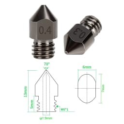 Creality Hardened Steel MK8 Nozzle for 3D Printers，Upgraded All Metal Nozzle for Ender 3 Ender-3 Pro S1 CR-10 Series
