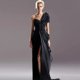 Elegant Black One Shoulder Customized Evening Dress Formal High Split Zipper Back Homecoming Dresses Special Occasion Gowns