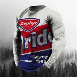 Vintage Men's T-shirt Long Sleeve Biker Tops Tees 3D STP Oil Print Motorcycle T shirt Oversized Loose Texaco Man Clothing 2024