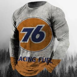 Vintage Men's T-shirt Long Sleeve Biker Tops Tees 3D STP Oil Print Motorcycle T shirt Oversized Loose Texaco Man Clothing 2024
