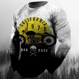 Vintage Men's T-shirt Long Sleeve Biker Tops Tees 3D STP Oil Print Motorcycle T shirt Oversized Loose Texaco Man Clothing 2024