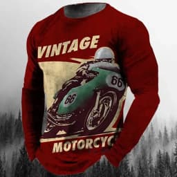 Vintage Men's T-shirt Long Sleeve Biker Tops Tees 3D STP Oil Print Motorcycle T shirt Oversized Loose Texaco Man Clothing 2024