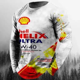 Vintage Men's T-shirt Long Sleeve Biker Tops Tees 3D STP Oil Print Motorcycle T shirt Oversized Loose Texaco Man Clothing 2024