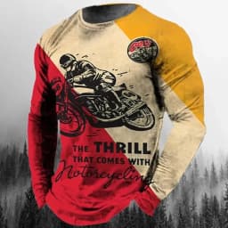 Vintage Men's T-shirt Long Sleeve Biker Tops Tees 3D STP Oil Print Motorcycle T shirt Oversized Loose Texaco Man Clothing 2024