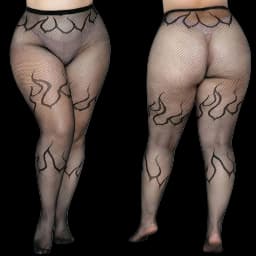 Plus Size 90-140kg Women's High Waist Sexy Fishnet Black Tight Exotic Fishnet Pantyhose Flame Halloween Patterned Nylons Stockin