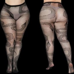 Plus Size 90-140kg Women's High Waist Sexy Fishnet Black Tight Exotic Fishnet Pantyhose Flame Halloween Patterned Nylons Stockin