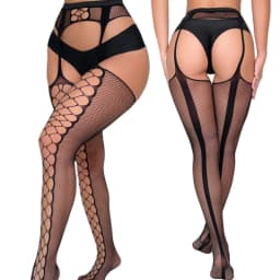 Plus Size 90-140kg Women's High Waist Sexy Fishnet Black Tight Exotic Fishnet Pantyhose Flame Halloween Patterned Nylons Stockin