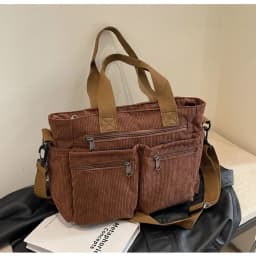 Casual Corduroy Messenger Bags Large Capacity Commuter Mummy Portable Shoulder Bag Multi Layers Camping Tote Bags