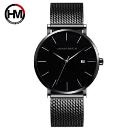 Classic Bauhaus Design Men Watch Dark Blue Japan Quartz Waterproof Stainless Steel Fashion Business Calendar Ultra Thin Watches