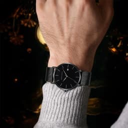 Classic Bauhaus Design Men Watch Dark Blue Japan Quartz Waterproof Stainless Steel Fashion Business Calendar Ultra Thin Watches