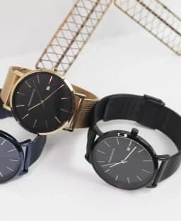 Classic Bauhaus Design Men Watch Dark Blue Japan Quartz Waterproof Stainless Steel Fashion Business Calendar Ultra Thin Watches