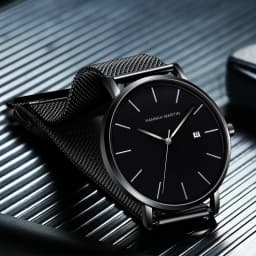 Classic Bauhaus Design Men Watch Dark Blue Japan Quartz Waterproof Stainless Steel Fashion Business Calendar Ultra Thin Watches