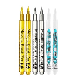 GN 6Pcs Metallic Marker Pens Permanent Gold Silver Paint Markers for Art Rock Painting,DIY Photo Album, Crafts,Ceramics, Metal