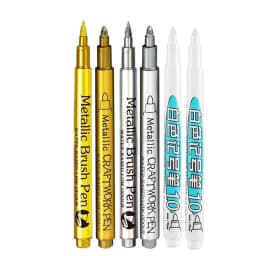 GN 6Pcs Metallic Marker Pens Permanent Gold Silver Paint Markers for Art Rock Painting,DIY Photo Album, Crafts,Ceramics, Metal