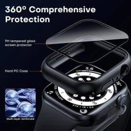 Tempered Glass+Case for Apple Watch 46mm 44mm 45mm 41mm 40mm 42mm Screen Protector for iWatch Series 10 9 8 7 6 SE 5 Accessories