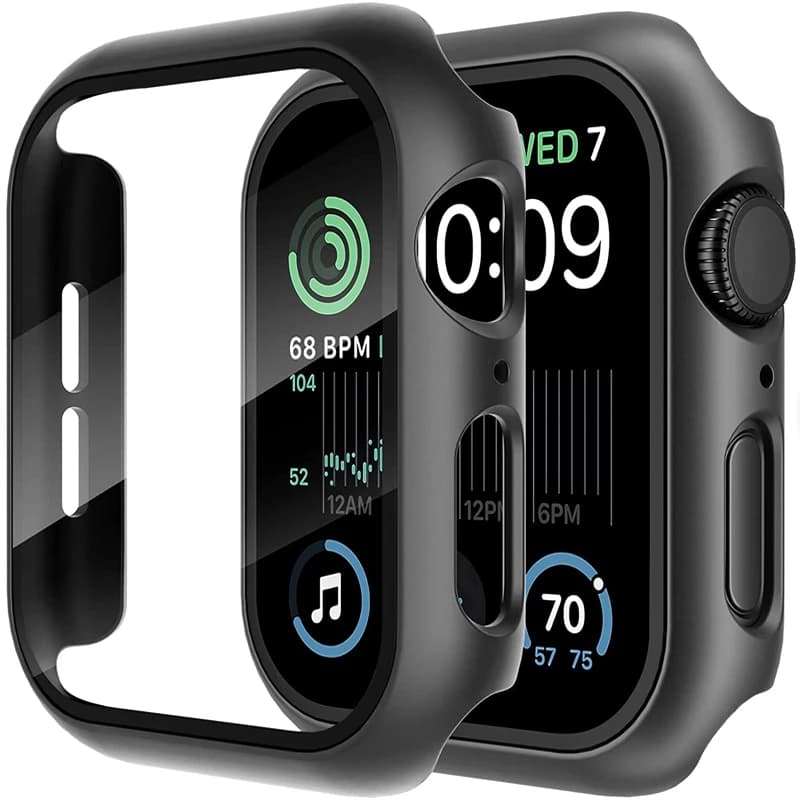 Tempered Glass+Case for Apple Watch 46mm 44mm 45mm 41mm 40mm 42mm Screen Protector for iWatch Series 10 9 8 7 6 SE 5 Accessories
