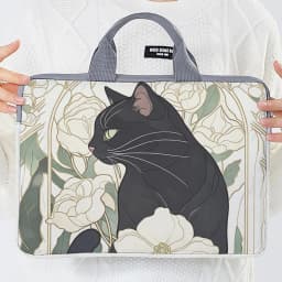 1pc, Two Styles, Camellia Black Cat Pattern Printed Laptop Bag Soft Laptop Fabric Cover Suitable for 14 inch Laptops