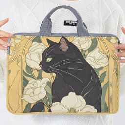 1pc, Two Styles, Camellia Black Cat Pattern Printed Laptop Bag Soft Laptop Fabric Cover Suitable for 14 inch Laptops