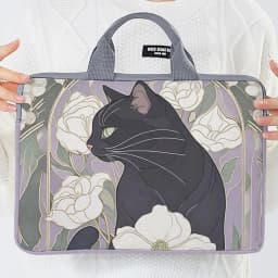 1pc, Two Styles, Camellia Black Cat Pattern Printed Laptop Bag Soft Laptop Fabric Cover Suitable for 14 inch Laptops