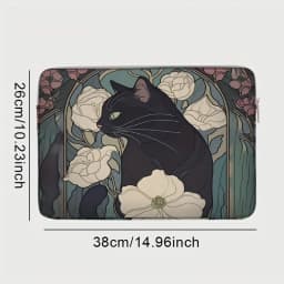 1pc, Two Styles, Camellia Black Cat Pattern Printed Laptop Bag Soft Laptop Fabric Cover Suitable for 14 inch Laptops