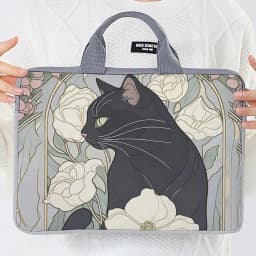 1pc, Two Styles, Camellia Black Cat Pattern Printed Laptop Bag Soft Laptop Fabric Cover Suitable for 14 inch Laptops