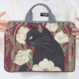 1pc, Two Styles, Camellia Black Cat Pattern Printed Laptop Bag Soft Laptop Fabric Cover Suitable for 14 inch Laptops