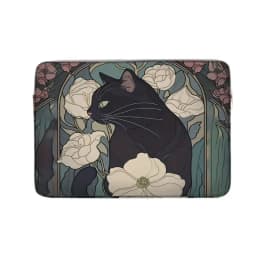 1pc, Two Styles, Camellia Black Cat Pattern Printed Laptop Bag Soft Laptop Fabric Cover Suitable for 14 inch Laptops