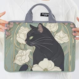 1pc, Two Styles, Camellia Black Cat Pattern Printed Laptop Bag Soft Laptop Fabric Cover Suitable for 14 inch Laptops