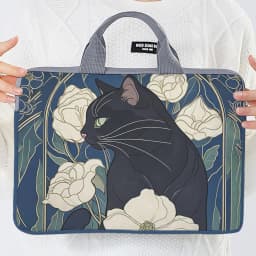 1pc, Two Styles, Camellia Black Cat Pattern Printed Laptop Bag Soft Laptop Fabric Cover Suitable for 14 inch Laptops